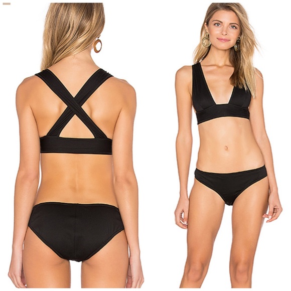 RACHEL COMEY Allee Bikini Top Black Deep V - Picture 4 of 6